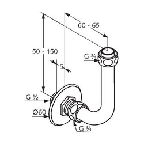 KLUDI Standard odpadový oblúk DN 15 chróm 1200305