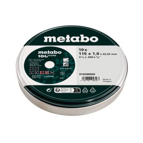 Metabo 10 rezných kotúčov - SP 115x1,0x22,23 Inox, 100 rokov 616398000