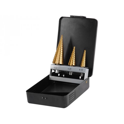 EXTOL CRAFT vrtáky stupňovité, sada 3ks, TiN 20090 EXTOL CRAFT vrtáky stupňovité, sada 3ks, TiN 20090