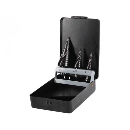 EXTOL CRAFT vrtáky stupňovité, sada 3ks, s lámačom triesok a špirálovou drážkou 20092