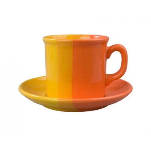 VETRO-PLUS Šálka s tanierikom univerzal oranžová / žltý 240ml 203087CFOY