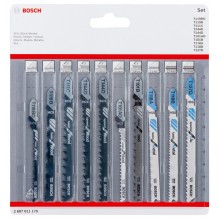 BOSCH 10-dielna sada listov do priamočiarej píly so stopkou v tvare T Wood and 2607011170