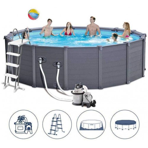 INTEX Graphite Gray Panel Pools Set Bazén 478 x124 cm 26384GS INTEX Graphite Gray Panel Pools Set Bazén 478 x124 cm 26384GS