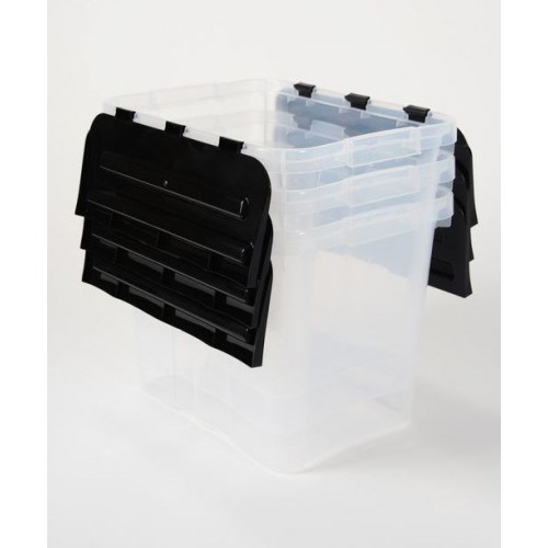 HEIDRUN úložné boxy s integrovaným vekom, sada 3ks, transparentná / čierna 31643 HEIDRUN úložné boxy s integrovaným vekom, sada 3ks, transparentná / čierna 31643