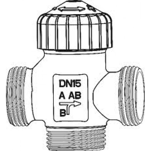 HEIMEIER Trojcestný zmiešavací ventil 1/2 "(DN 15) s nastavením, kónicky tesniaca 4176-02.