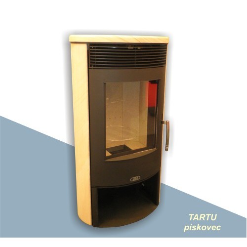 ABX Tartu 5, krbové kachle na drevo, čierny plech + pieskovec, vr. hornej dosky