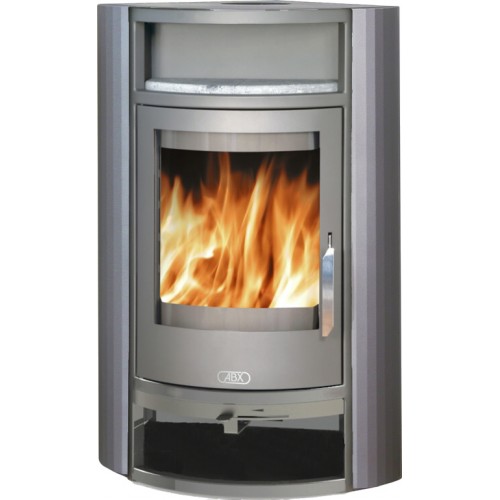 ABX Polar 4656-6-IV rohový, krbové kachle na drevo, šedý plech, piecka mastenec