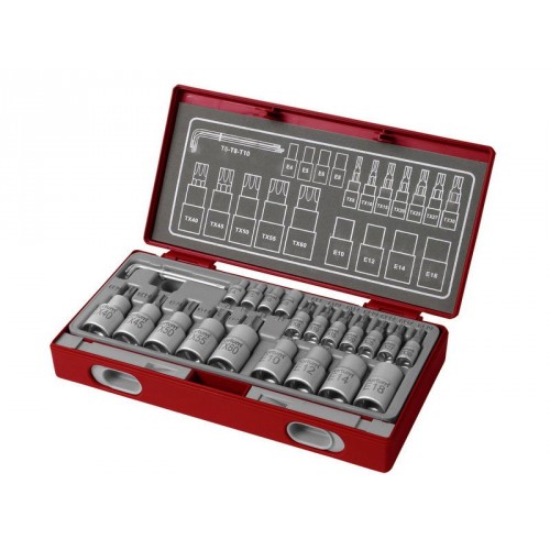 FORTUM kľúče nástrčné a zástrčné TORX, sada 23ks 1/4", 1/2" 4700021 FORTUM kľúče nástrčné a zástrčné TORX, sada 23ks 1/4", 1/2" 4700021