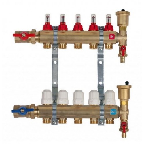 HST R409 zostava rozdeľovača bez miešania, 9 okruhov, pre podlahové vykurovanie 53409