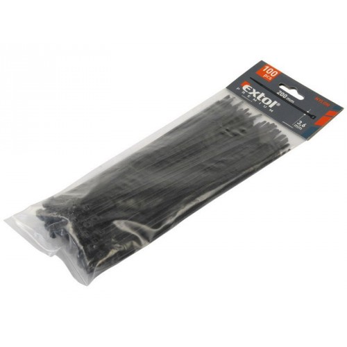 EXTOL PREMIUM sťahovacie pásky, 400x4, 8mm, čierne 8856166