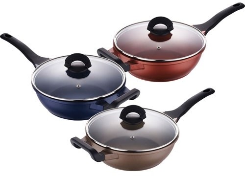 BERGNER Panvica hlboká s nepriľnavým povrchom a pokrievkou 28 cm SPARK, modrá BG-6738modr