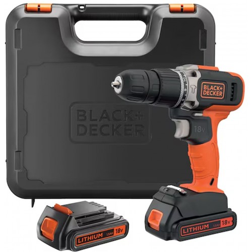 Black & Decker BCD003C2K Príklepová vŕtačka (45Nm/18V/2x1,5Ah), kufor