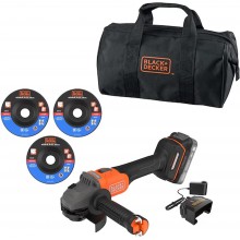 Black & Decker BCG6L8D1S Aku bezuhlíková uhlová brúska (18V/1x2,0Ah), 3x kotúč