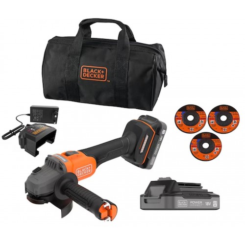 Black & Decker BCG6L8D2S Aku bezuhlíková uhlová brúska (18V/2x2,0Ah), 3x kotúč a taška Black & Decker BCG6L8D2S Aku bezuhlíková uhlová brúska (18V/2x2,0Ah), 3x kotúč a taška