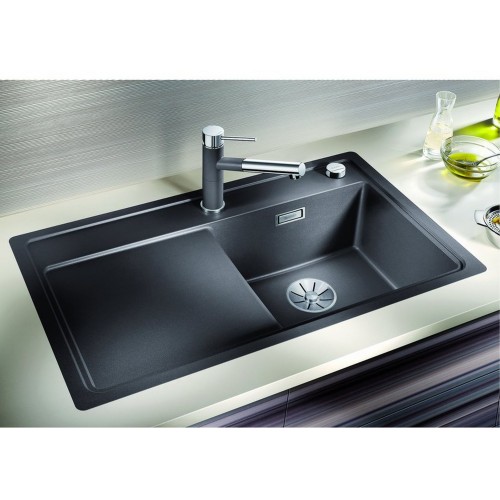 BLANCO ZENAR 45 S-F InFino Silgranit čierna drez vľavo s exc. a kráj. doska drevo 526039