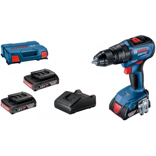 BOSCH Profesionální sada: GSB 18V-50 + 3× GBA 2,0Ah + GAL 18V-20 v L-Case 06019H5121