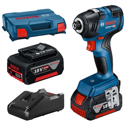 BOSCH GDR 18V-200 Aku rázový uťahovač, L-Case, 2x GBA 18V 4,0Ah, GAL 18V-40 06019J2107