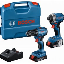 BOSCH GDR 18V-215 + GSR 185-LI (2× 2,0 Ah + GAL 18V-20 + kufor) 06019N2023