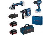 BOSCH Kombinovaná sada: GSR 185-LI+GWS 180-LI + GBH 180-LI + 2×GBA 4,0 Ah 0615990N1Y