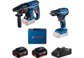 BOSCH Kombinovaná súprava: GSR 185-LI + GBH 180-LI + 2 akumulátory 4,0 Ah 0615990N20