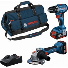 BOSCH PROFESSIONAL 18 V súprava 2 ks náradia GSR + GWS + (2× 4.0Ah+GAL, brašna) 0615A5007N