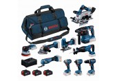 BOSCH 10dielna sada 18V náradia GSB+GBH+GWS+GDR+GKS+GSA+GOP+GST+GDS+GEX+3x5,0Ah 0615A500EH