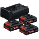 BOSCH PROFESSIONAL štartovacia súprava 3x EXBA18V-40 + GAL 12V/18V-80 0615V0005X