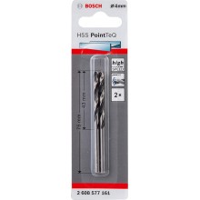 BOSCH Skrutkovitý vrták HSS PointTeQ 4,0 x 43 mm, 2ks 2608577161