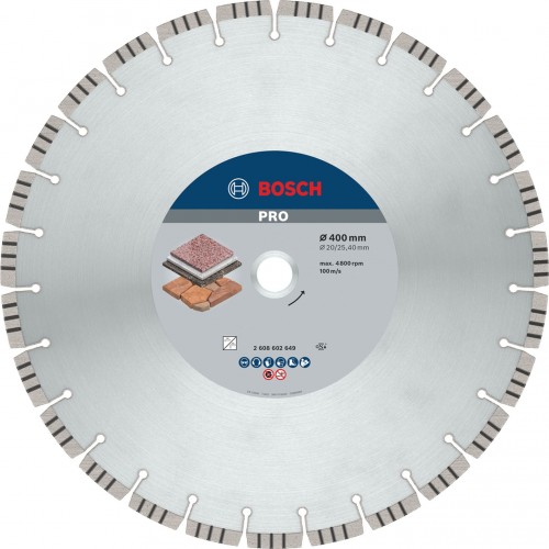 BOSCH Diamantový kotúč PRO Stone, 400 x 20/25,4 mm 2608602649