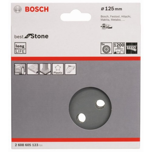 BOSCH Brúsny list F355, 5-kusové balenie 125 mm, 1200 2608605123