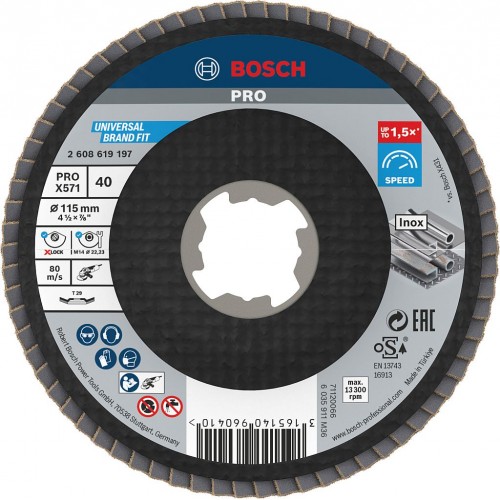 BOSCH Lamelový brúsny kotúč PRO X571, zalomený, 115 mm, G40, X-Lock 2608619197