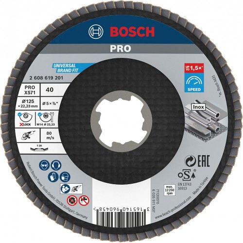BOSCH Lamelový brúsny kotúč PRO X571, zalomený, 125 mm, G40, X-Lock 2608619201