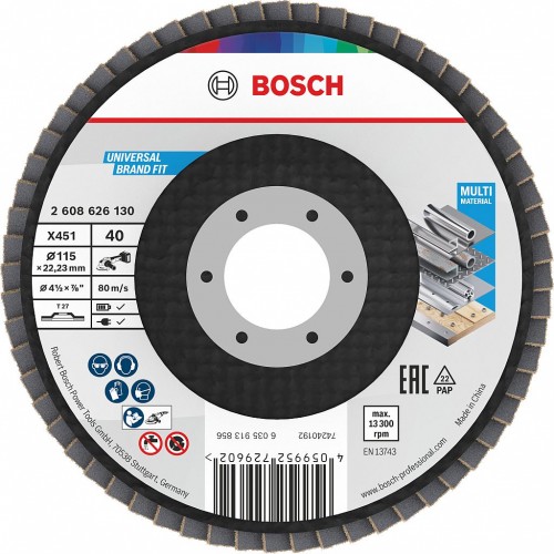 BOSCH Lamelový brúsny kotúč X451, 115 × 22,23 mm, G40, T27, 15 ks 2608626171