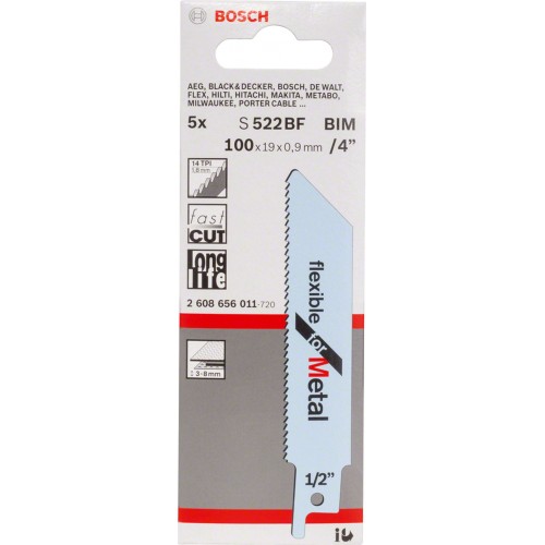 BOSCH List chvostovej píly S 522 BF Flexible for Metal 5ks 2608656011