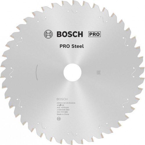 BOSCH Pílový kotúč pre káblovú okružnú pílu PRO Steel, 203 x 2 x 25,4 mm 2608846860