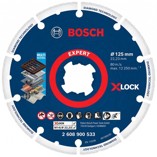 BOSCH Rezací kotúč EXPERT Diamond Metal Wheel X-LOCK, 125 x 22,23 mm 2608900533