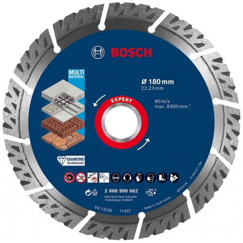 BOSCH Diamantový rezací kotúč EXPERT MultiMaterial, 180 x 22,23 x 2,4 x12 mm 2608900662