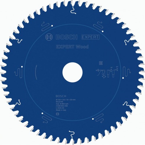 BOSCH Pílový kotúč EXPERT Wood na drevo, 216×2,6/1,6×30 mm, T60 2608902208