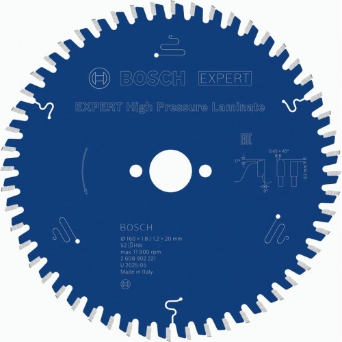 BOSCH Pílový kotúč EXPERT High Pressure Laminate, 160x1,8/1,2x20 mm, T52 2608902221
