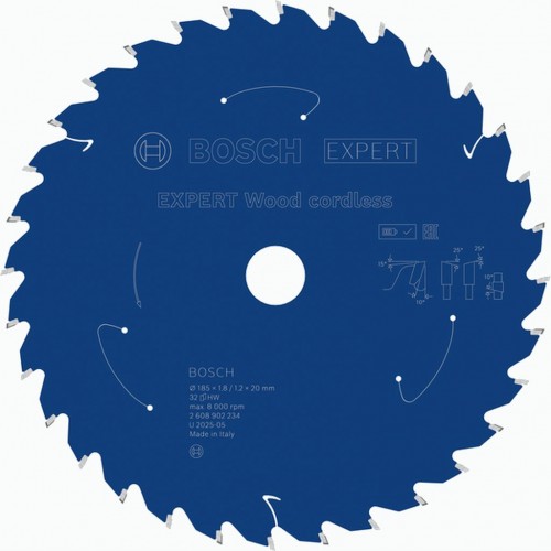 BOSCH Pílový kotúč EXPERT Wood cordless, 185 x1,8/1,2x20 mm, T32 2608902234