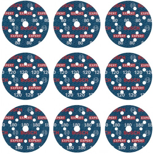 BOSCH Sada fóliových brúsnych kotúčov EXPERT O780 125 mm G80, G120 , G180, 9 ks 2608902407