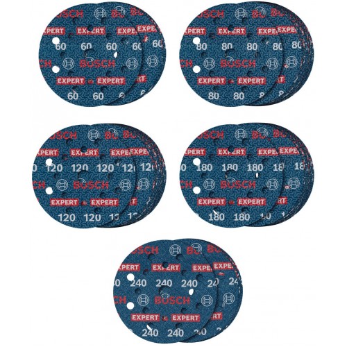 BOSCH Sada fóliových brúsnych kotúčov EXPERT O780,125 mm,G60/G80/G120/G180/G240 2608902429