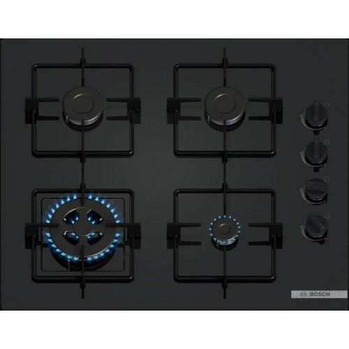 Bosch Séria 2 Plynová varná doska 60 cm tvrdené sklo, čierna POH6B6K30