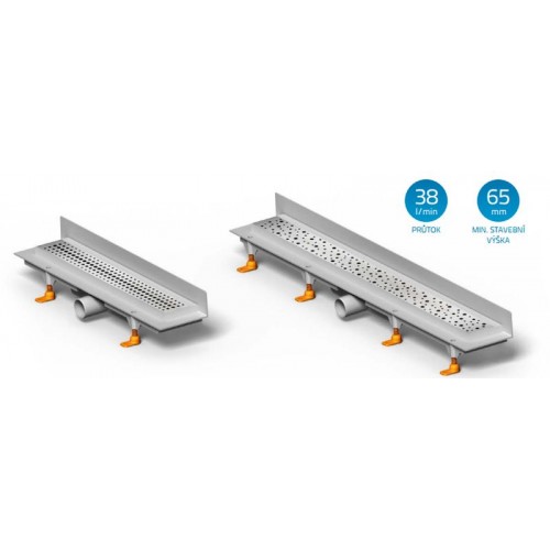 CHUDĚJ Lineárne plastový žľab DROPS 750 mm k stene s roštom DROPS, mat CH-750D3 CHUDĚJ Lineárne plastový žľab DROPS 750 mm k stene s roštom DROPS, mat CH-750D3