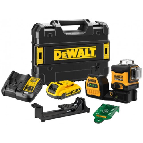 DeWALT DCE089D1G18 Laser samonivelačný kríž, 3x 360 ° zelený lúč (1x2,0Ah/18V/12V)