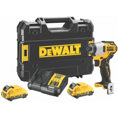 DeWALT DCF801D2 Aku rázový uťahovák 1/4" (163Nm/12V/2x2,0Ah) kufor Tstak