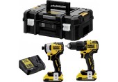 DeWALT DCK2062D2T Kombo sada 18 V Aku príklepový+rázový skrutkovač (18V/2x2,0Ah) TSTAK