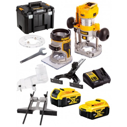 DeWALT DCW604P2 Aku kombinovaná frézka XR (8mm/18V/2x5,0Ah) kufor Tstak