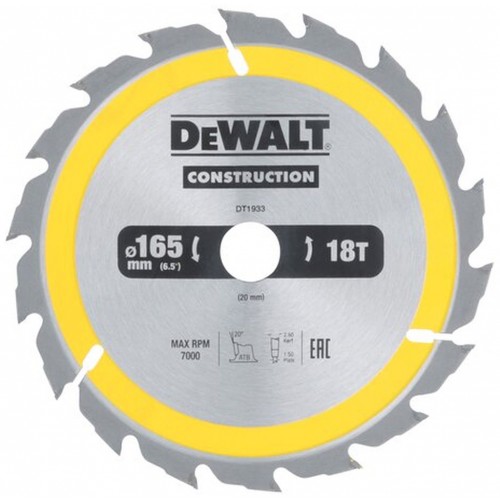 DeWALT DT1933 Pílový kotúč Construction 165 x 20 mm, 18 zubov, ATB 20°