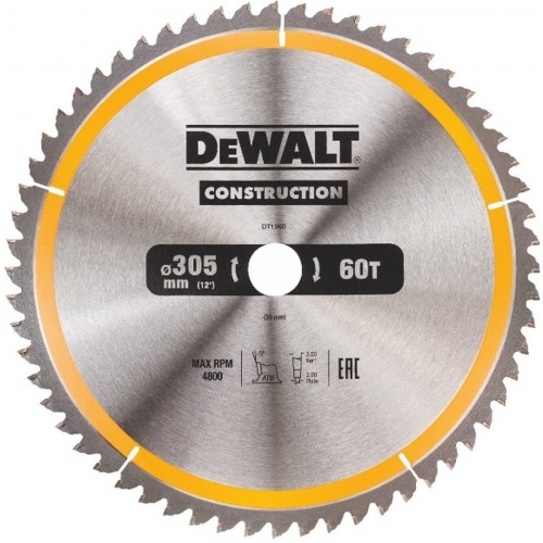 DeWALT DT1960 Pílový kotúč 305 x 30 mm na drevo, 60 zubov, TCG -5 °